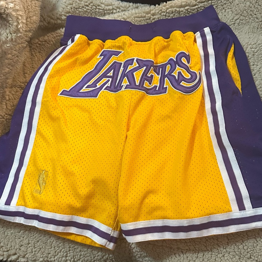 Yellow and Purple Lakers Basketball Shorts,  Just Don